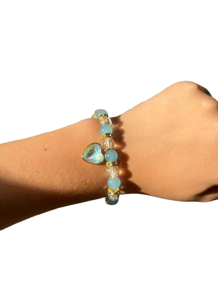 Blue and gold heart bracelet