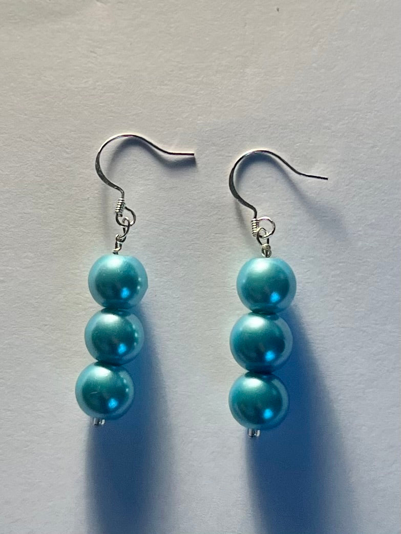 Blue pearl drop earrings