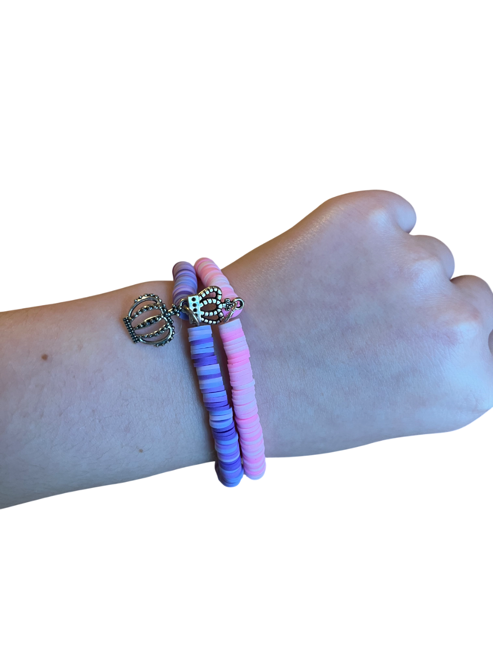 Queen and king clay bead bracelet set