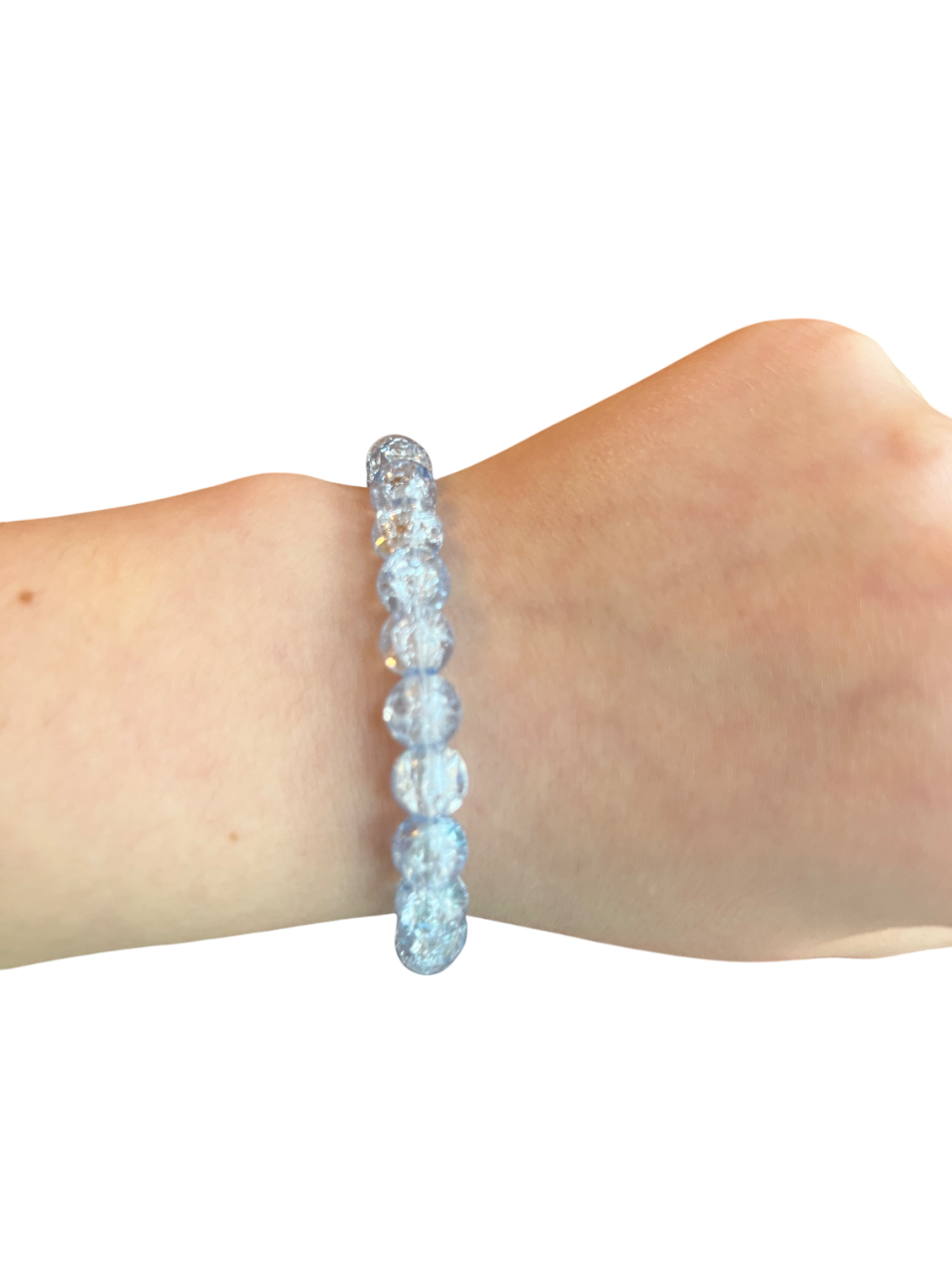 Clear blue glass bracelet