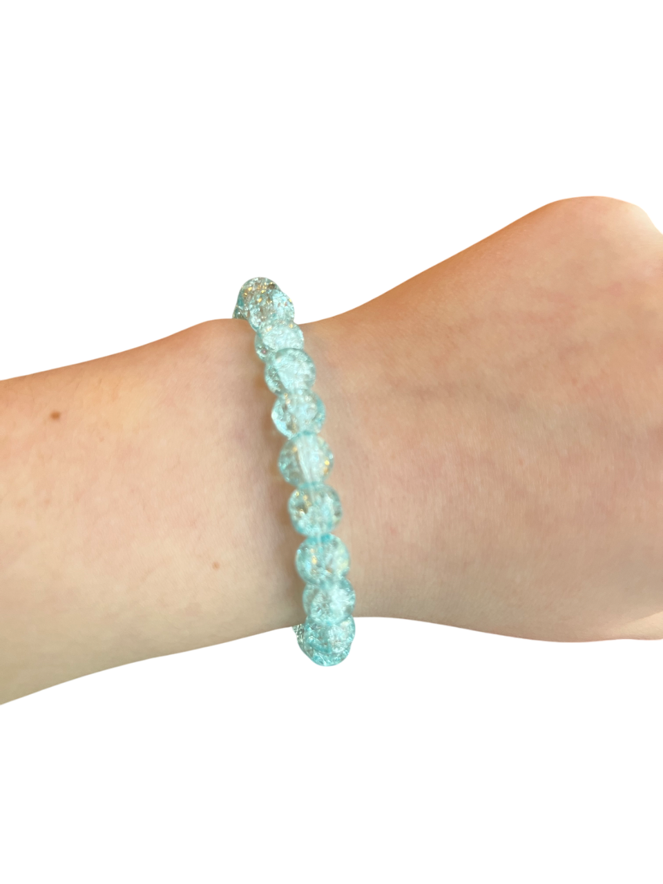 Clear blue sea glass bead bracelet