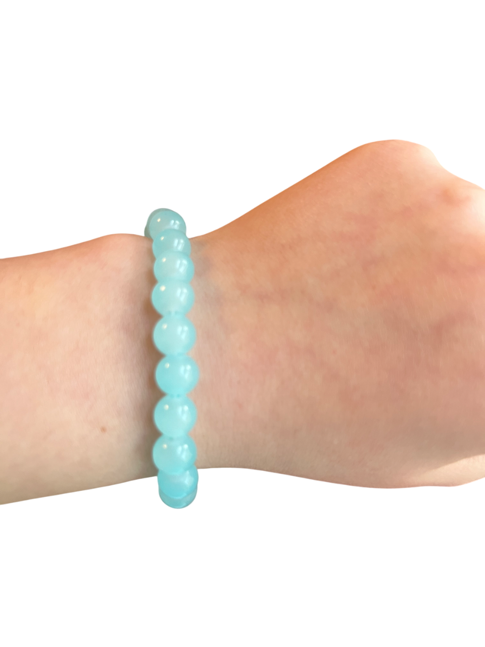 Light sky blue glass bead bracelet