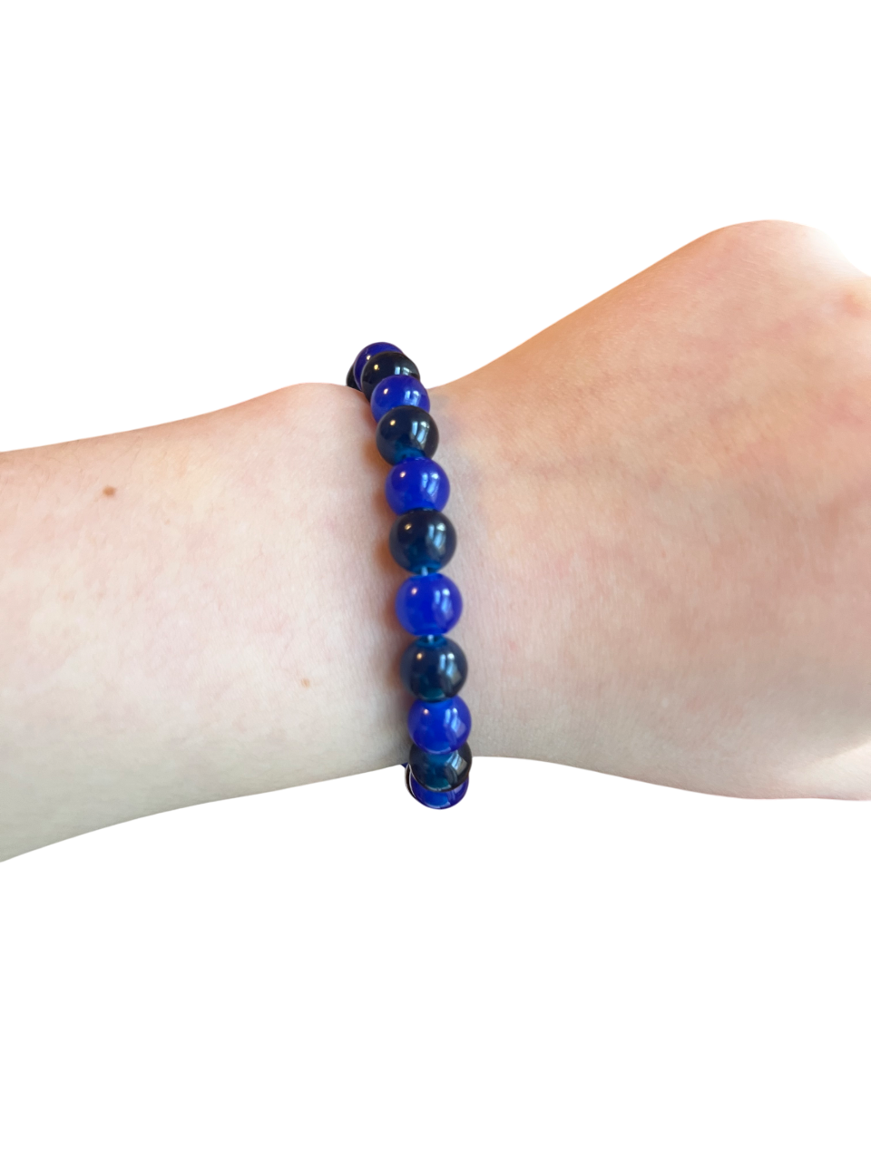 Deep blue & sonic blue glass bead bracelet