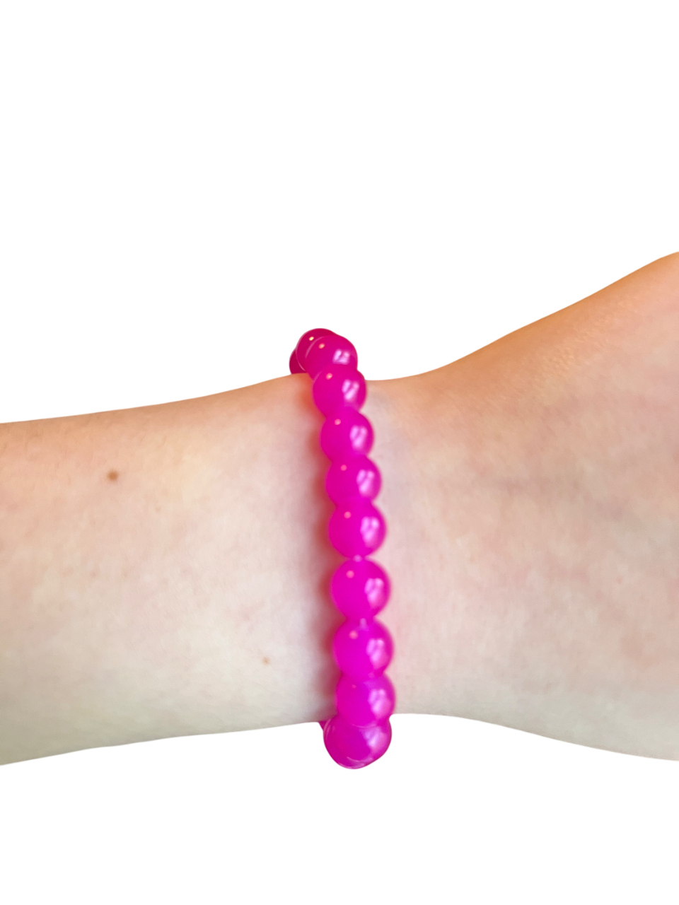 Hot pink glass bead bracelet