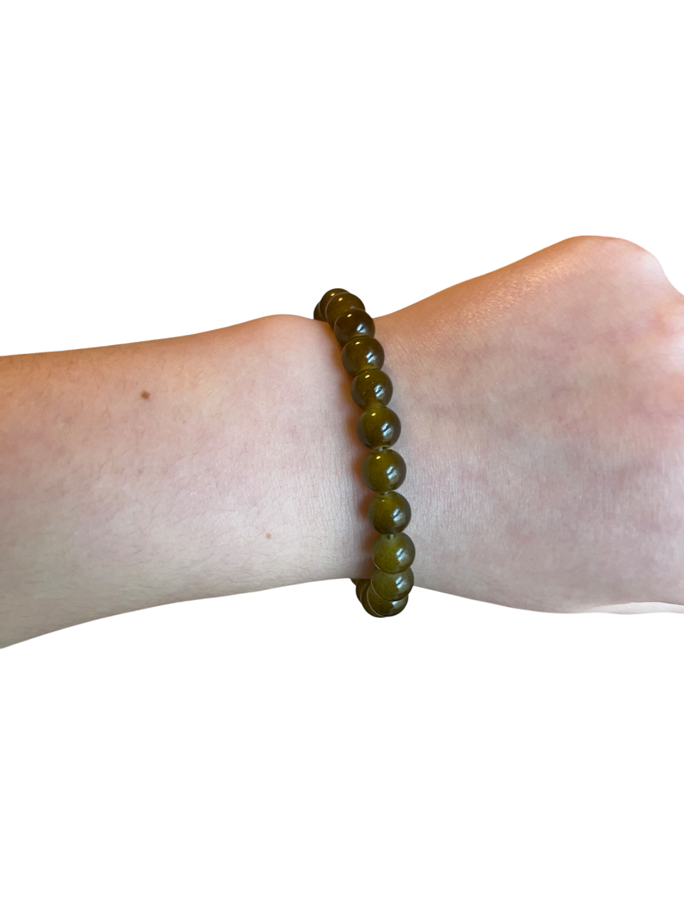 Dark green glass bead bracelet