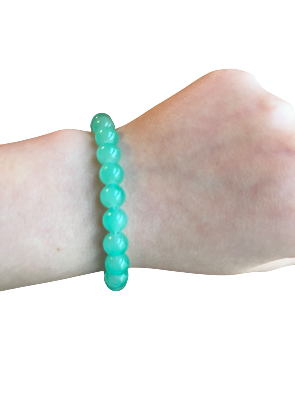 Turquoise green glass bead bracelet