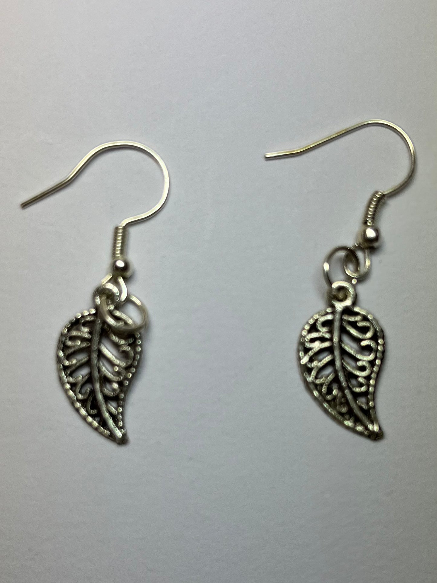 silver leaf earrings