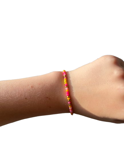Sunset seed bead bracelet with gold