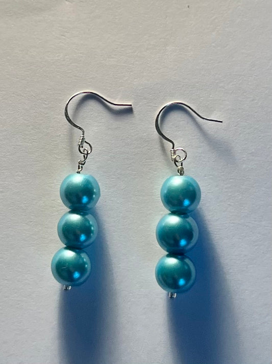 Blue pearl drop earrings