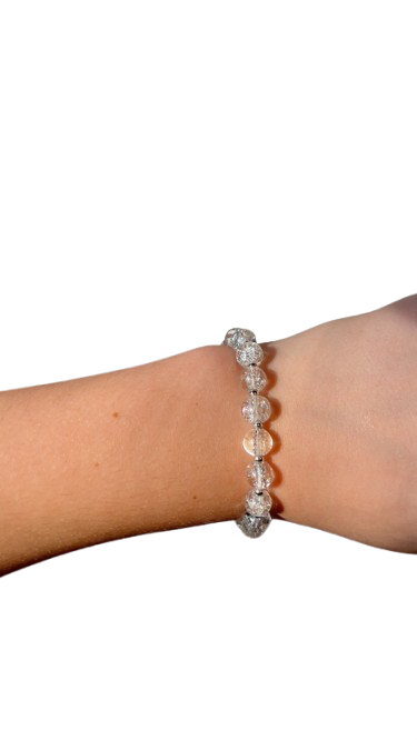 Cracked beads with sliver spacers glass bead bracelet