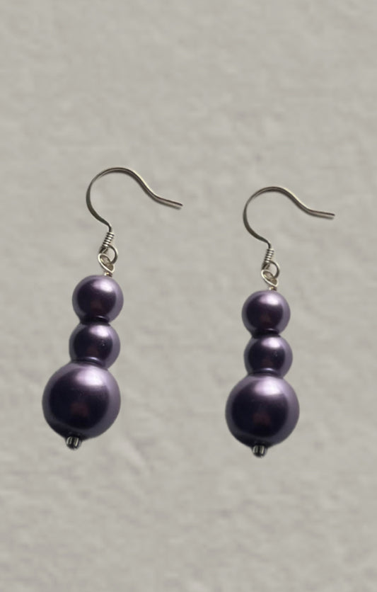 purple pearl drop earrings