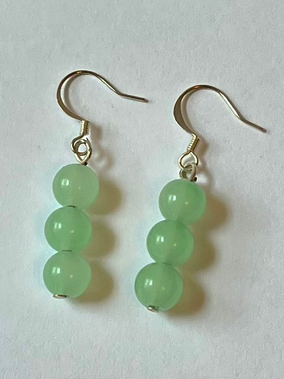 Green glass drop earrings