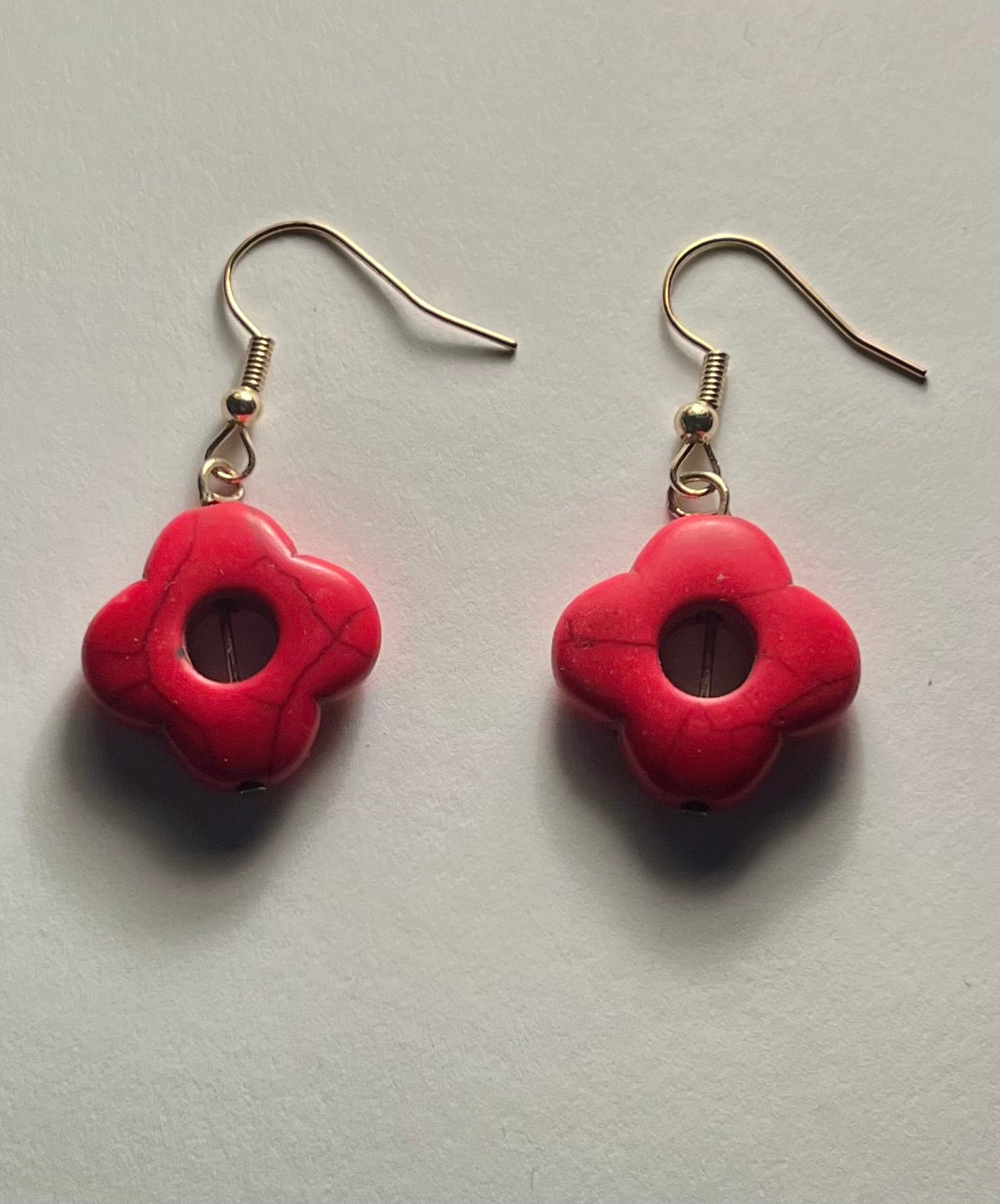 red chunky flower earrings