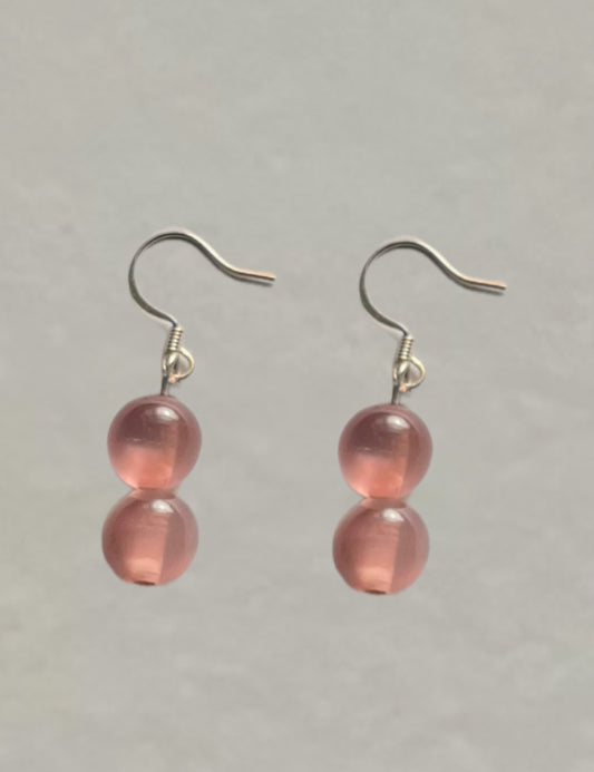 pink caramel glass drop earrings