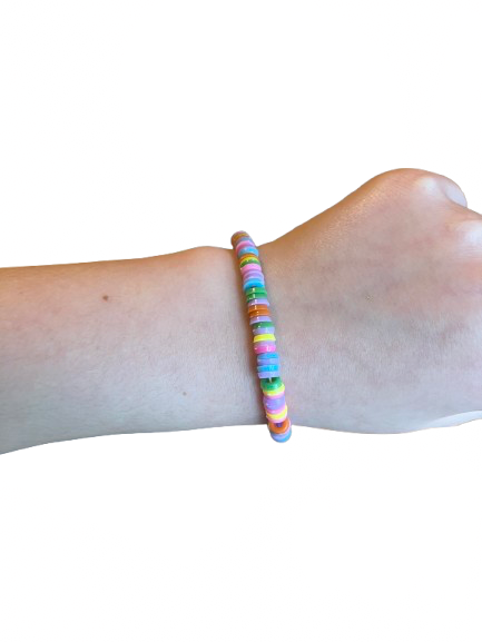 Rainbow clay bead bracelet