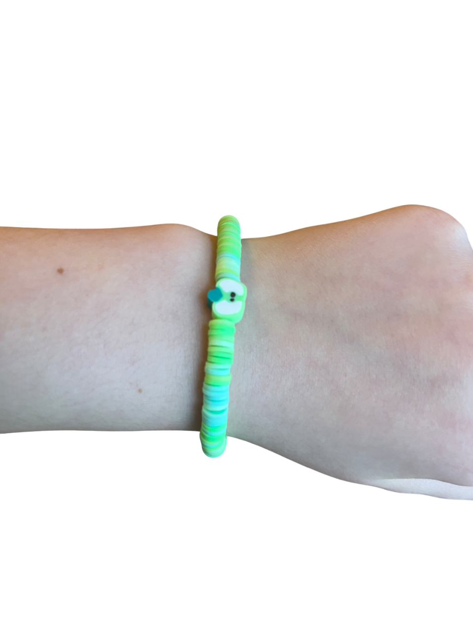 Green apple clay bead bracelet