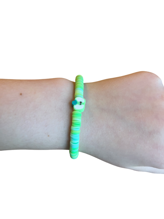 Green apple clay bead bracelet