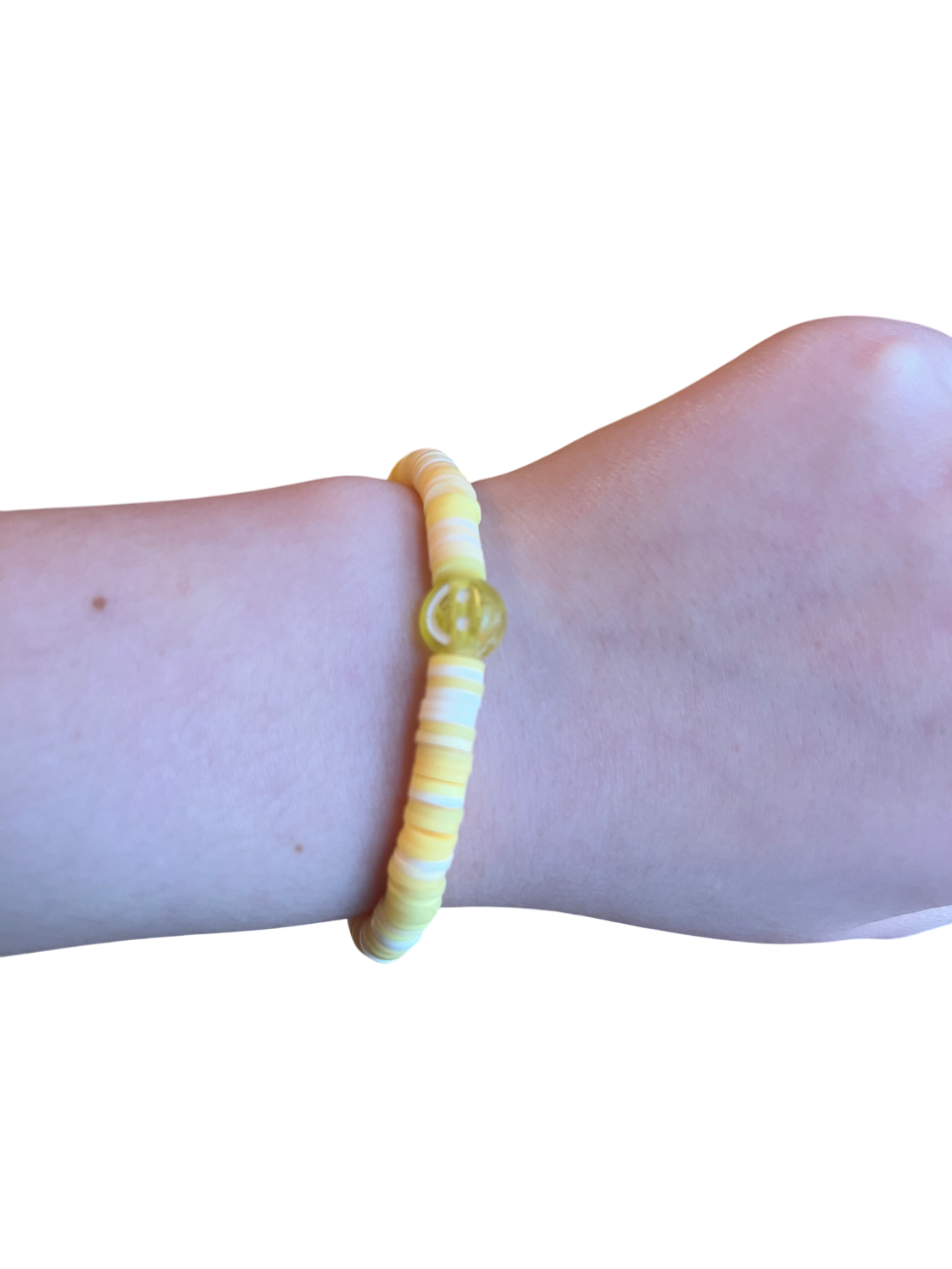 Yellow smile clay bead bracelet