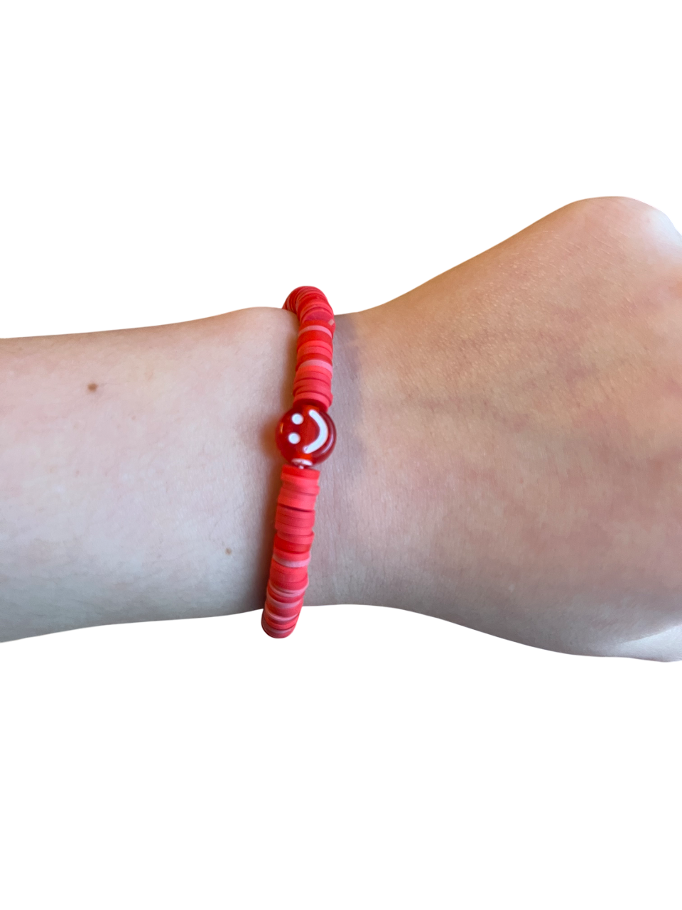 Red smile clay bead bracelet