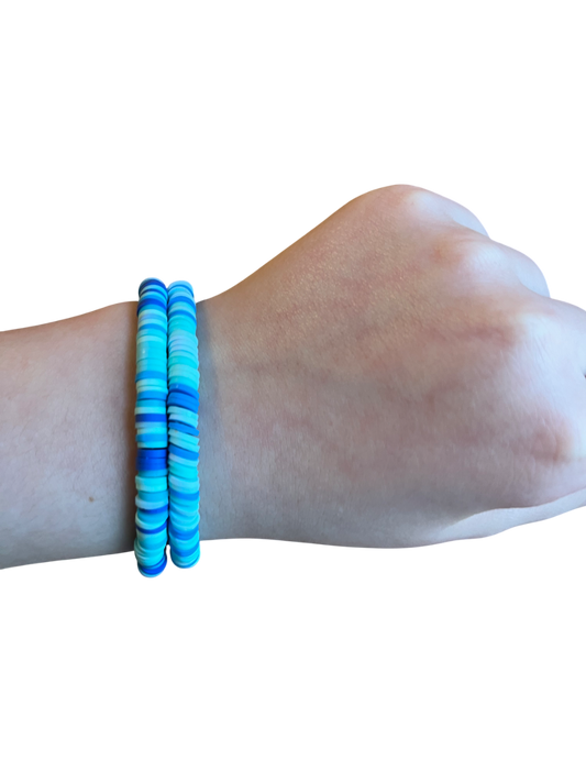 Multi colored ocean clay bead bracelet set