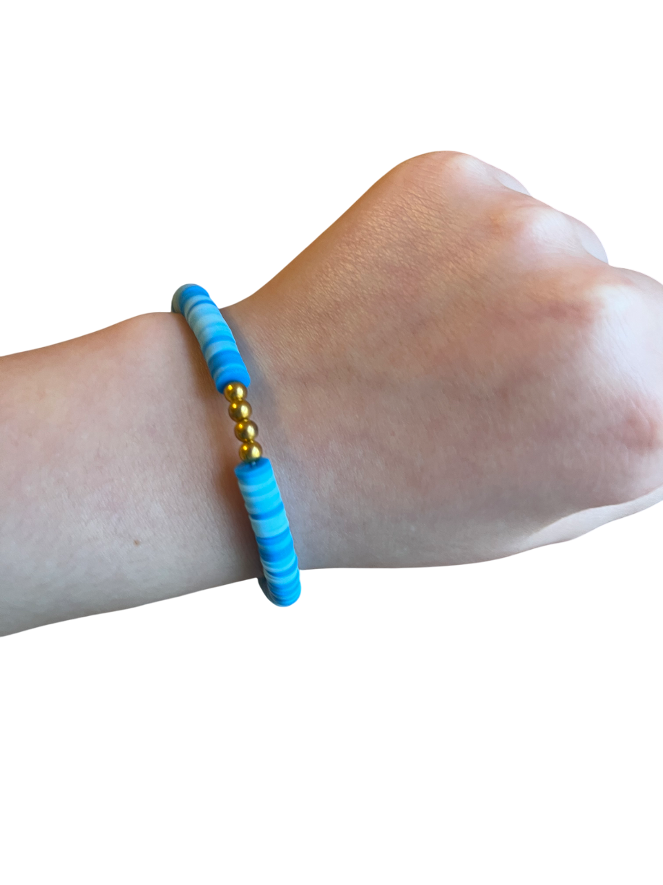 Blue and gold beads clay bead bracelet