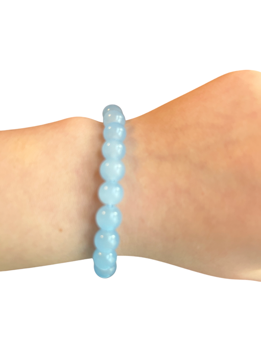 Grayish blue glass bead bracelet