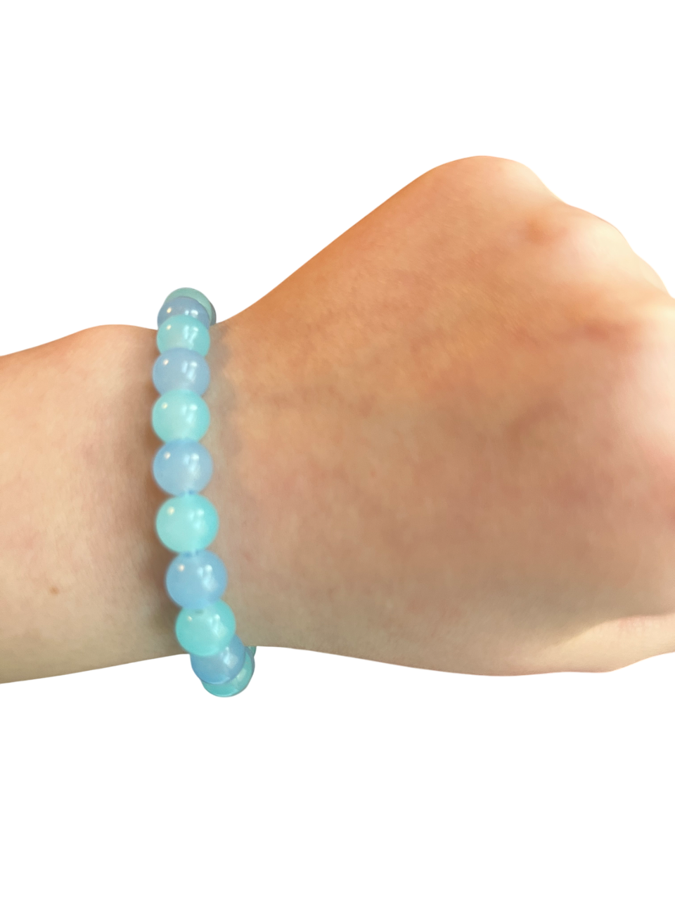 Ice blue & ocean blue glass bead bracelet