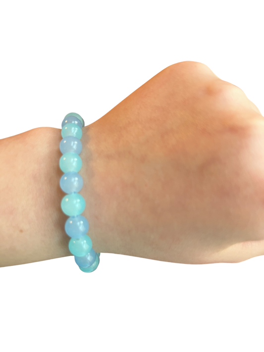 Ice blue & ocean blue glass bead bracelet