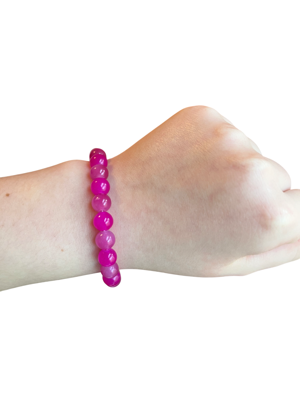 Hot pink and magenta glass bead bracelet