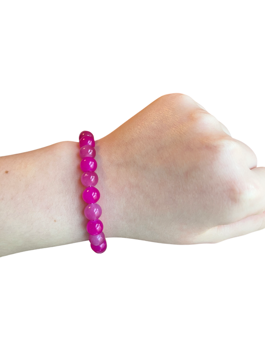 Hot pink and magenta glass bead bracelet