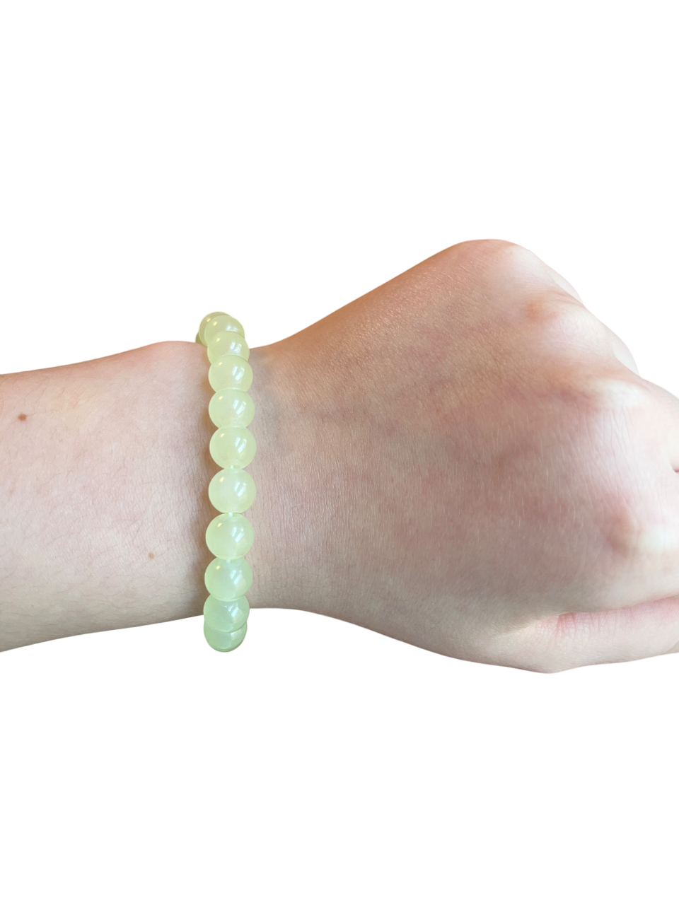 Light tea green glass bead bracelet