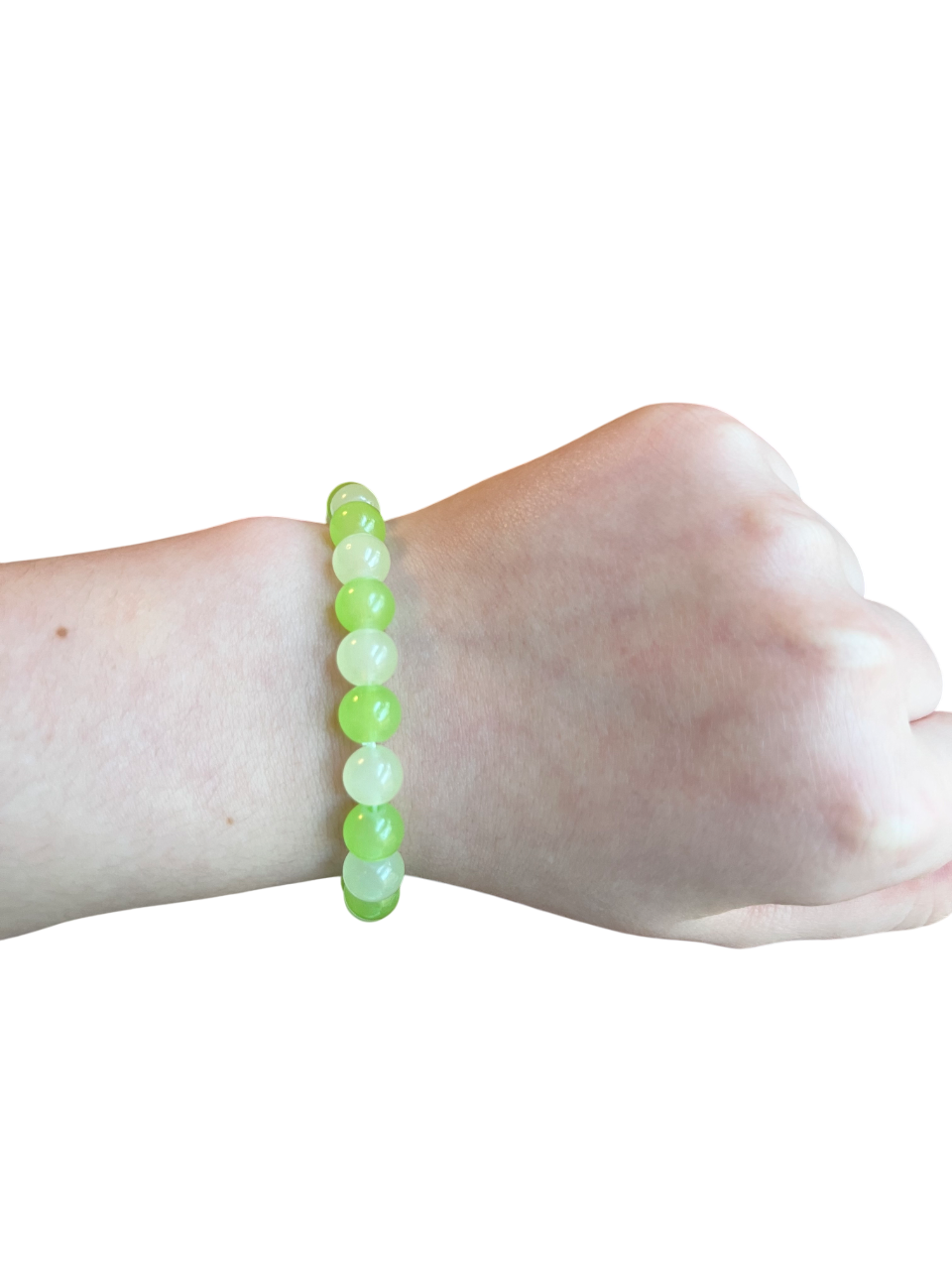 Light green & tea green glass bead bracelet