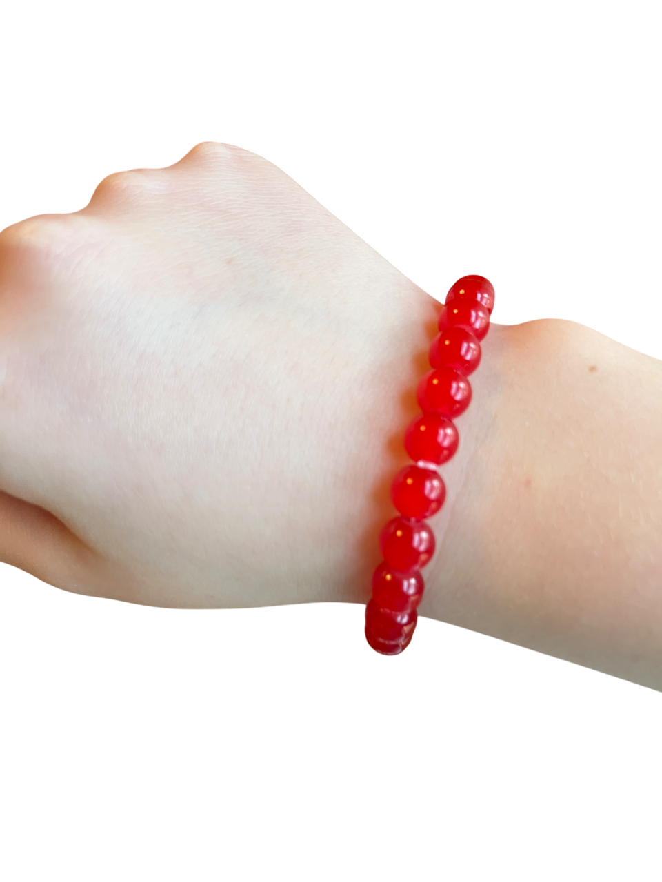 Cherry red glass bead bracelet